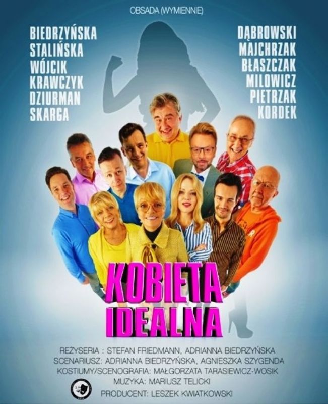 Plakat spektaklu "Kobieta idealna"