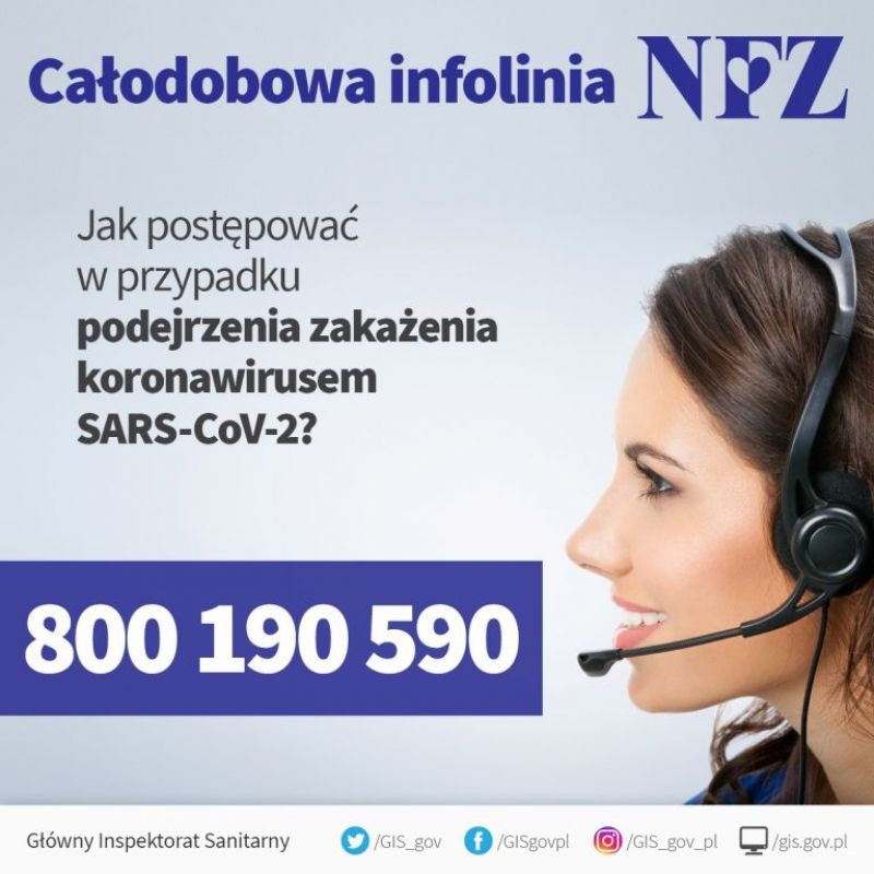 Całodobowa infolinia NFZ - 800 190 590