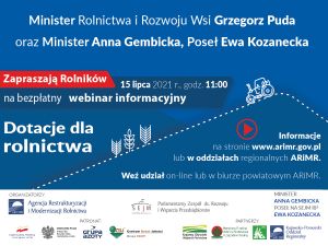 Webinar o pomocy dla rolników – zapraszamy!Webinar dla Rolników 15.07.2021 woj. kujawsko-pomorskie