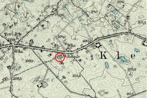 Mapa z zaznaczonym cmentarzem w Brudzawkach