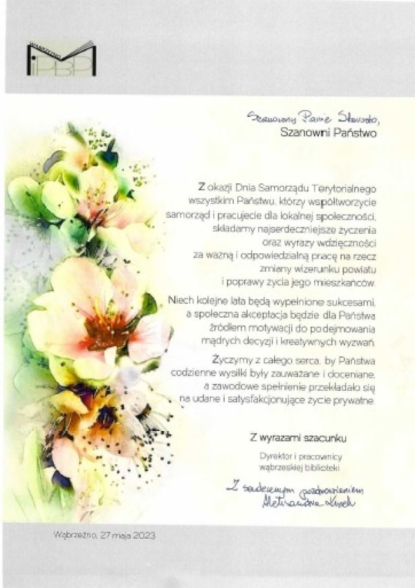 Życzenia z okazji dnia samorządu terytorialnego