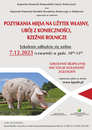 Zaproszenie na szkolenie ws. pozyskania mięsa na użytek własny