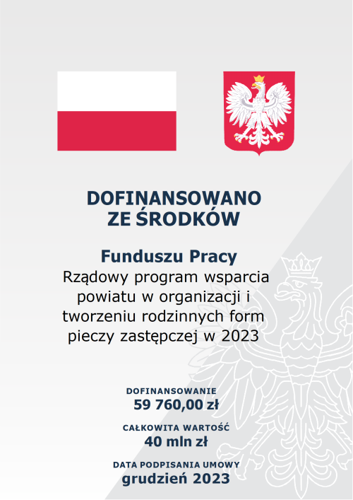 Rządowy program wsparcia powiatu w organizacji i  tworzeniu rodzinnych form pieczy zastępczej w 2023