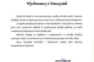 Życzenia dla Uczniów, Rodziców, Dyrektorów Szkół, Nauczycieli i Wychowawców od Starosty Wąbrzeskiego