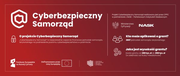 Banner reklamowy projektu grantowego „Cyberbezpieczny Samorząd”