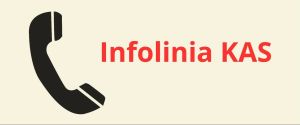Słuchawka telefoniczna i czerwony napis "Infolinia KAS".