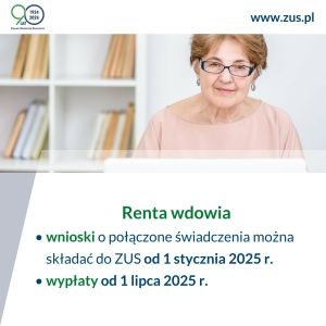 Ulotka informująca o możliwości składania wniosków o tzw. rentę wdowią.