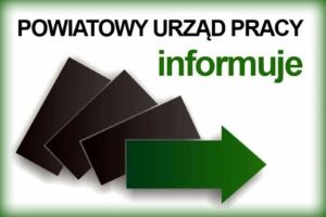 Logo PUP i napis: POWIATOWY URZĄD PRACY informuje