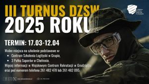 Plakat informujący o szkoleniu w ramach Dobrowolnej Zasadniczej Służby Wojskowej.