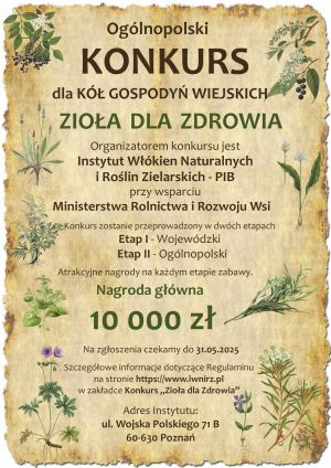 Plakat informujący o konkursie dla Kół Gospodyń Wiejskich "Zioła dla Zdrowia"