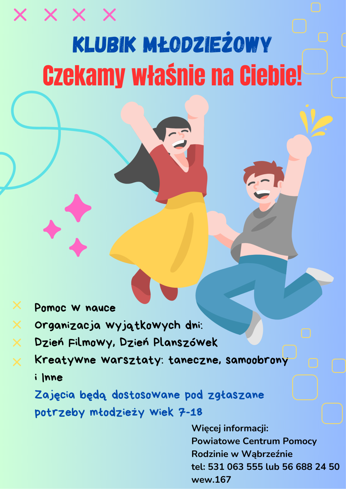 Plakat zajęcia w klubiku