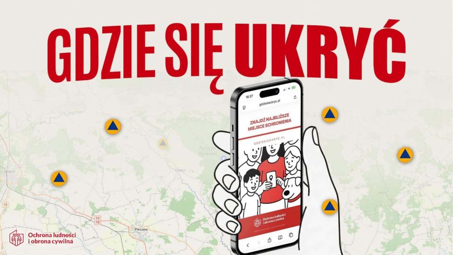 Grafika informacyjna o aplikacji "Gdzie się ukryć"