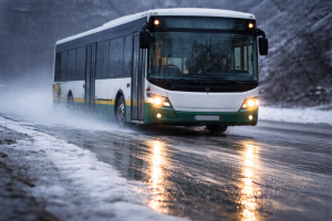 Autobus na oblodzonej drodze