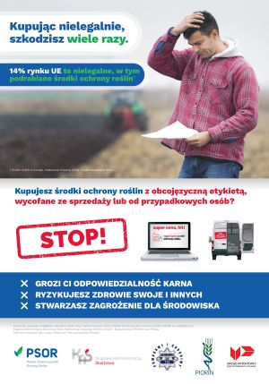 Plakat kampanii „Kupując nielegalnie, szkodzisz wiele razy”