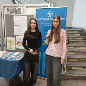 Uczennice Zespołu Szkół w Wąbrzeźnie biorące udział w konkursie PIP