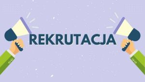 Napis REKRUTACJA. Po bokach napisu znajdują się megafony.