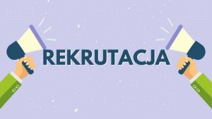 Napis REKRUTACJA. Po bokach napisu znajdują się megafony.
