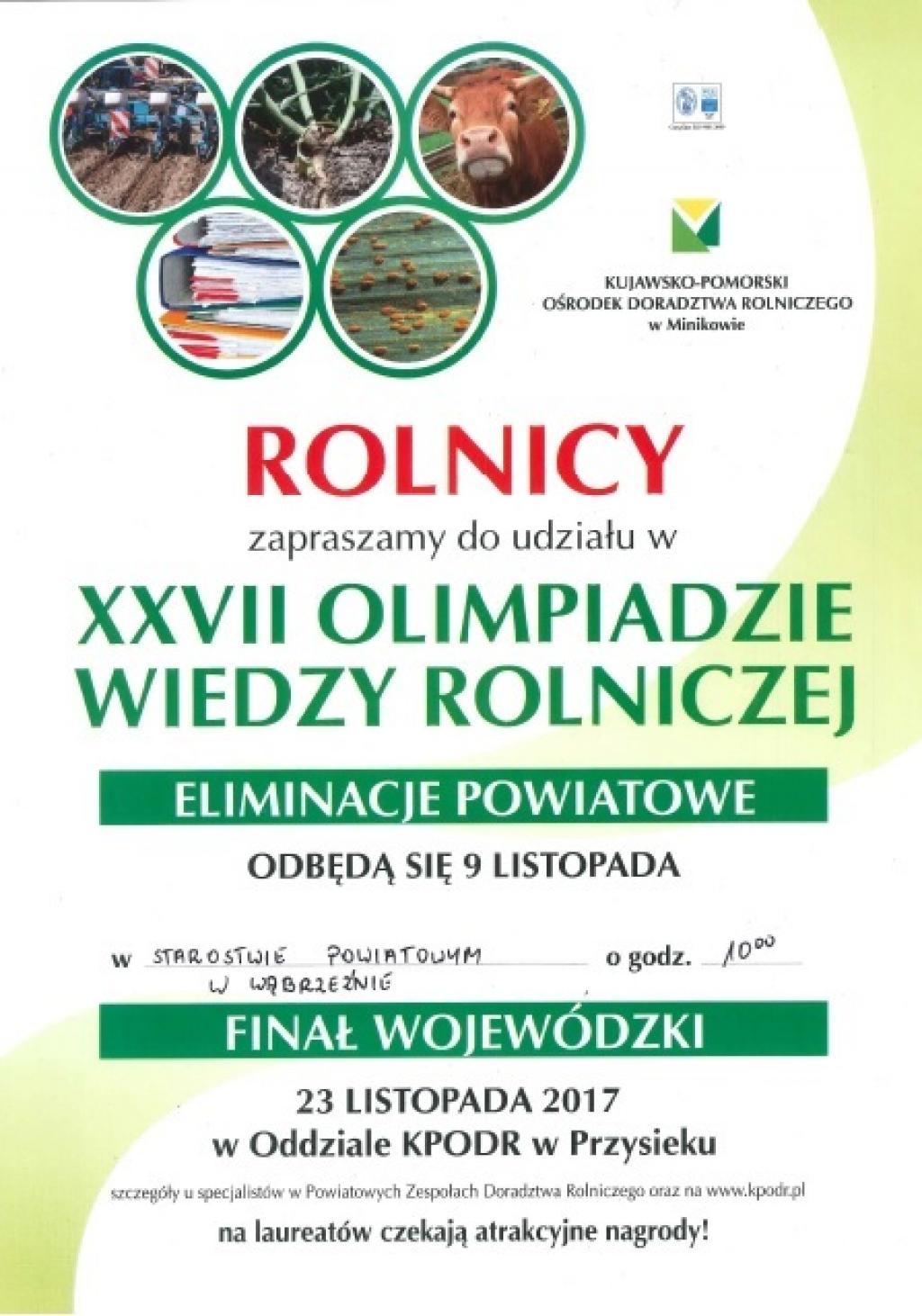 Zapraszamy do udziału w Olimpiadzie Wiedzy Rolniczej