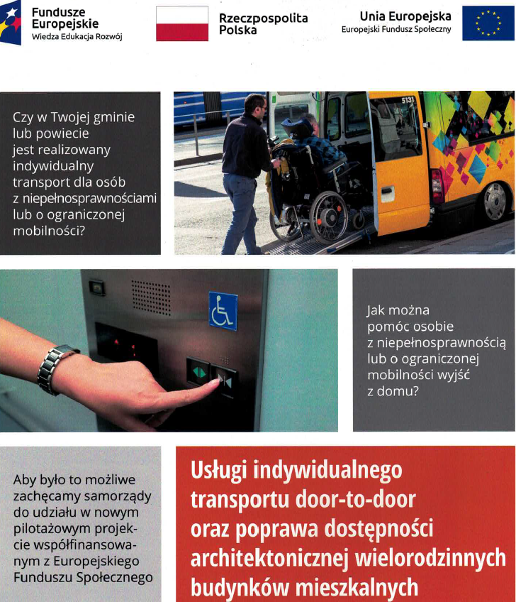 Konkurs grantowy  pn. „Usługi indywidualnego transportu door-to-door oraz poprawa dostępności architektonicznej wielorodzinnych budynków mieszkalnych"