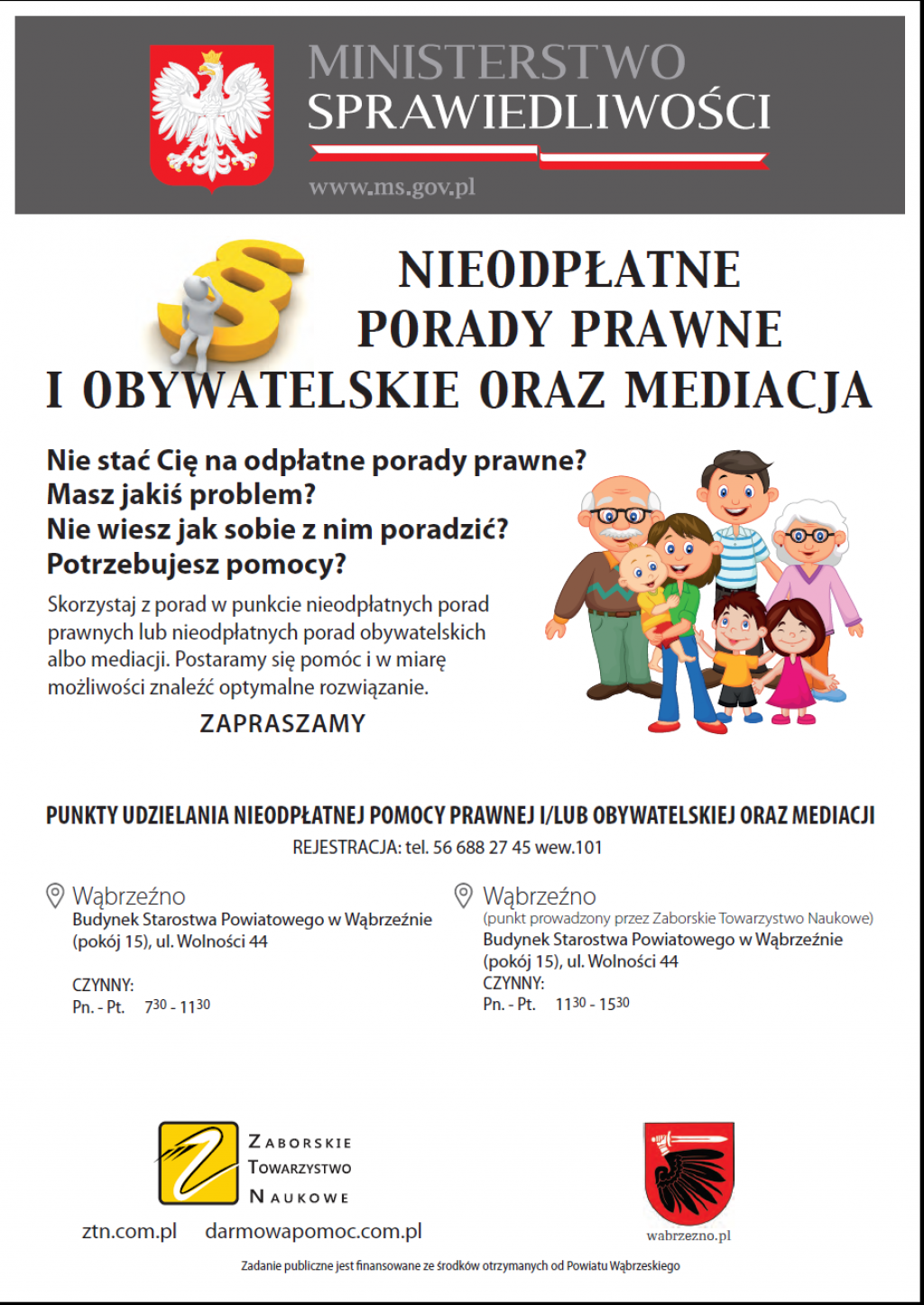 Nieodpłatna pomoc prawna i nieodpłatne poradnictwo obywatelskie oraz mediacja