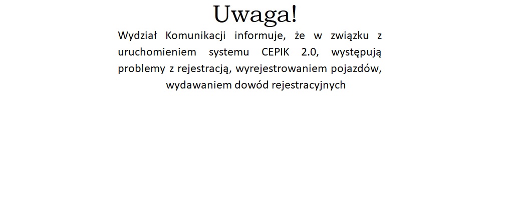 Wydział Komunikacji informuje