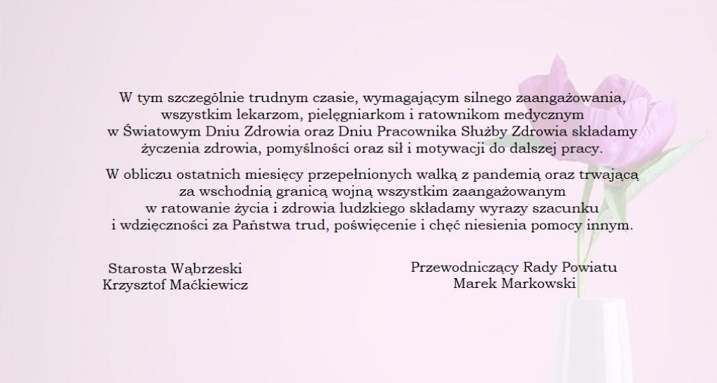 Życzenia z okazji Światowego Dnia Zdrowia