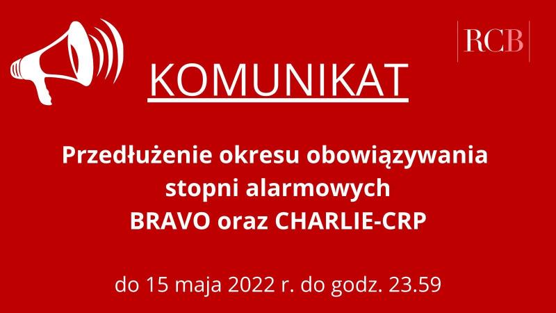 Przedłużenie stopni alarmowych BRAVO oraz CHARLIE-CRP