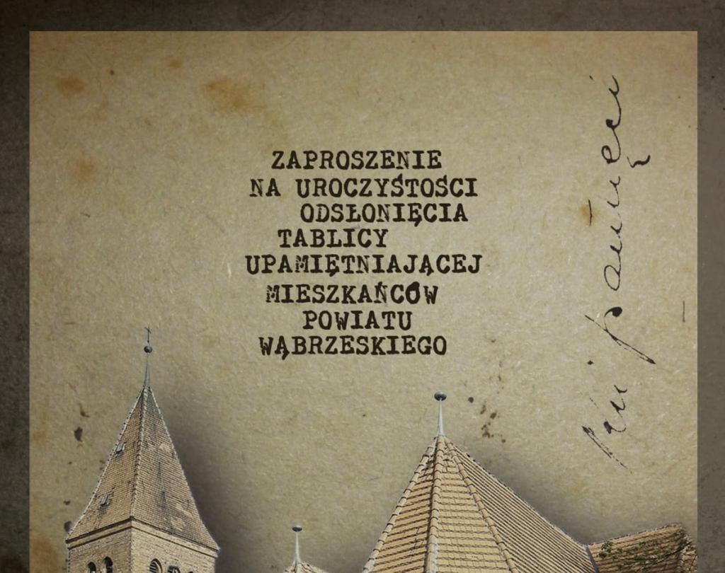 Zapraszamy na uroczystości odsłonięcia tablicy upamiętniającej mieszkańców Powiatu Wąbrzeskiego