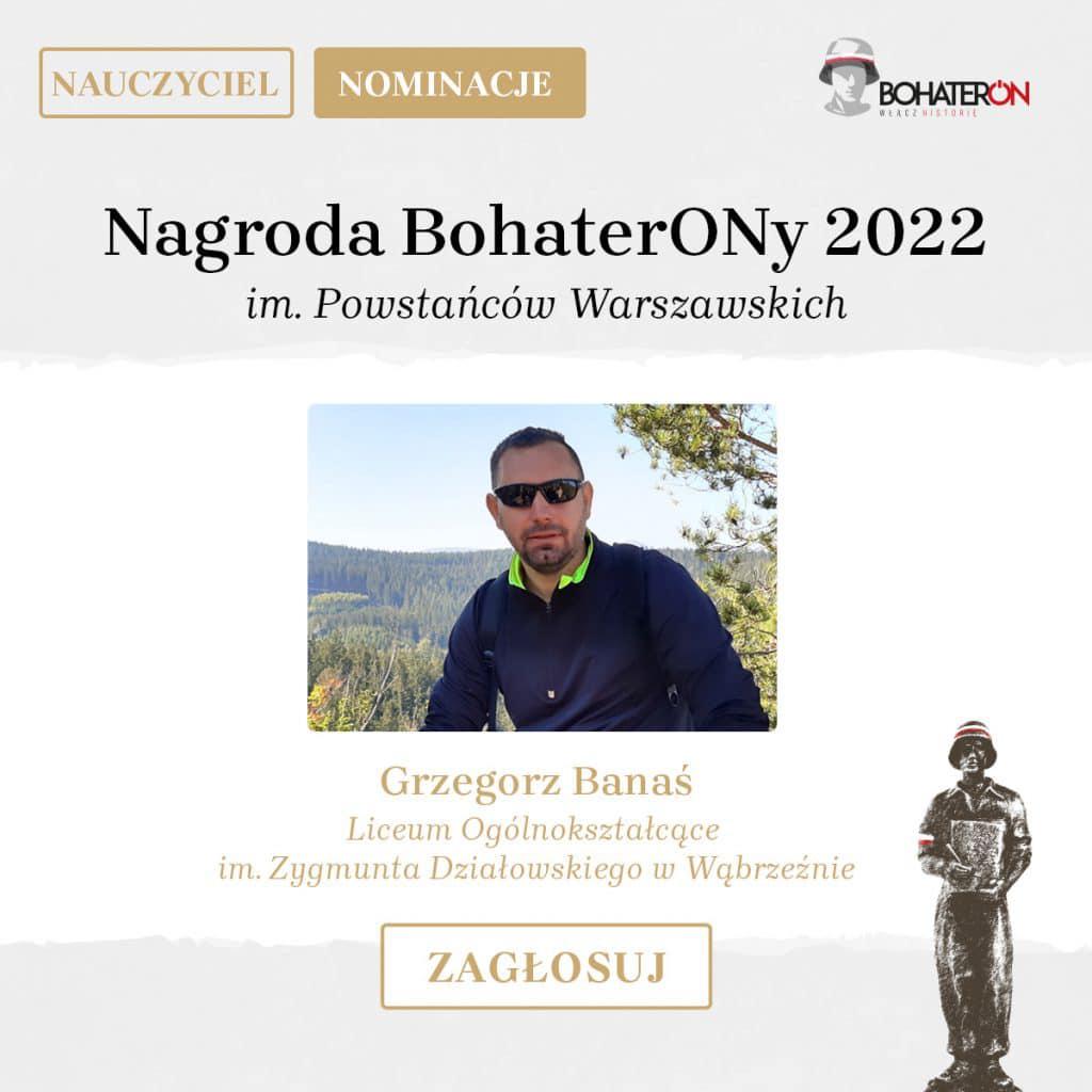 Grzegorz Banaś - nauczyciel historii w ZSO nominowany do nagrody BohaterON!