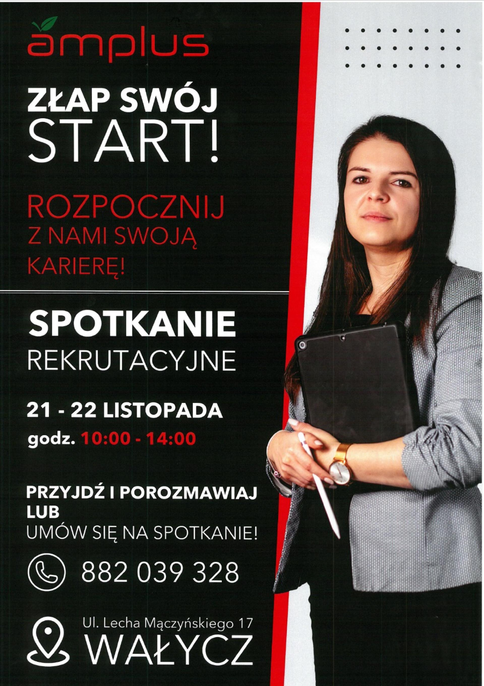 Zapraszamy na spotkanie rekrutacyjne powstającego w Wałyczu oddziału firmy Amplus 