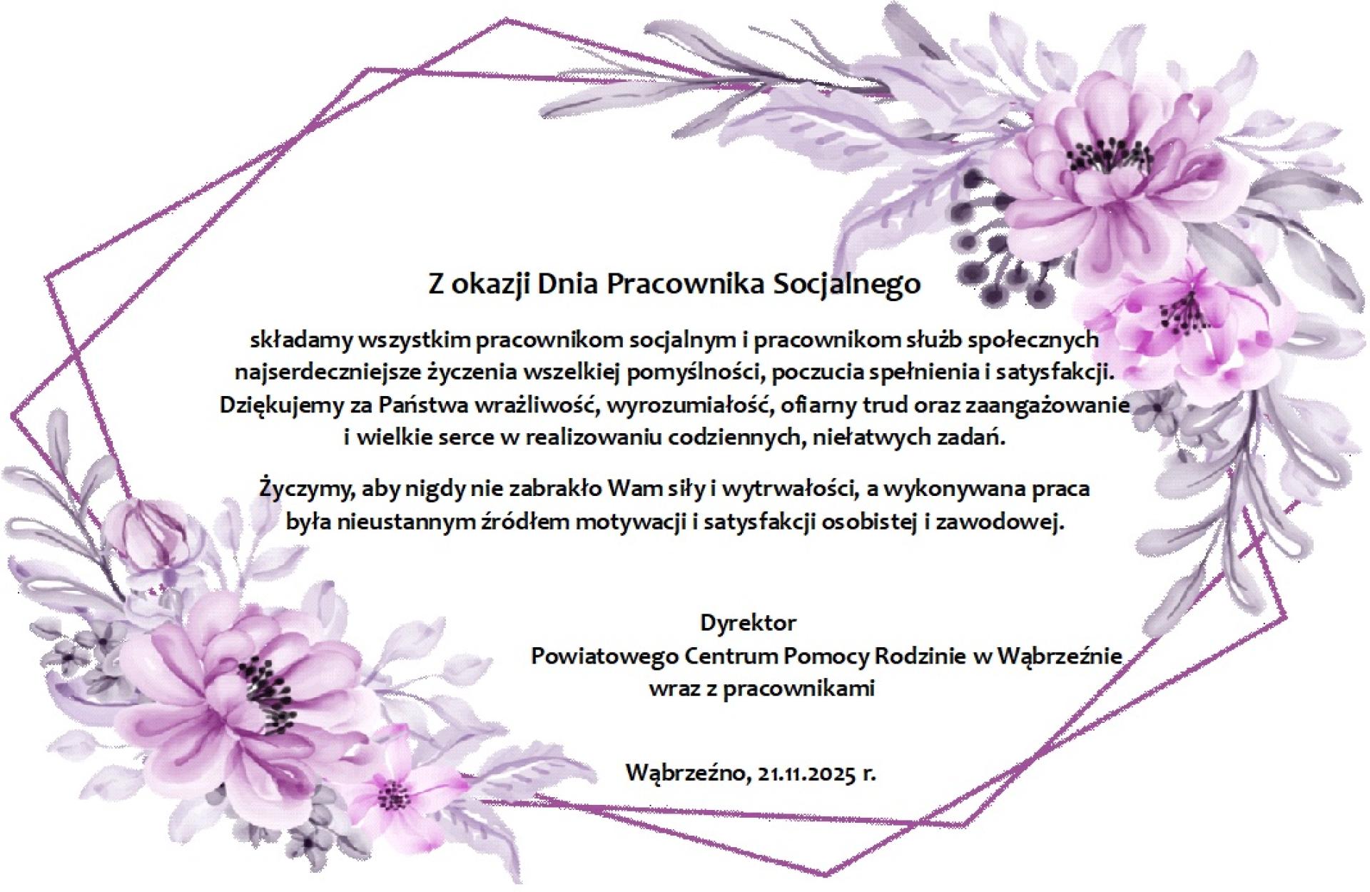 Życzenia z okazji Dnia Pracownika Socjalnego