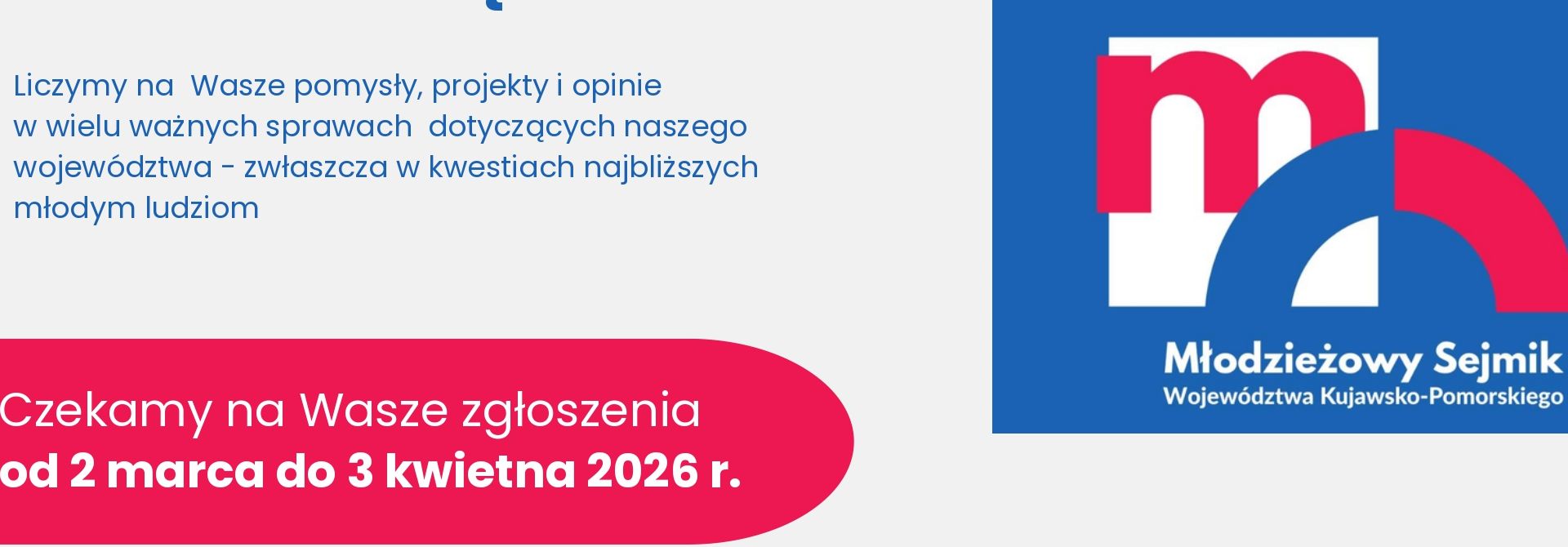 Rozpoczyna się nabór do Młodzieżowego Sejmiku Województwa Kujawsko-Pomorskiego III kadencji
